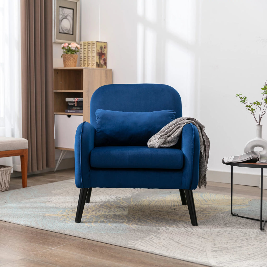 Navy Fabric Accent Armchair with Waist Cushion F1518