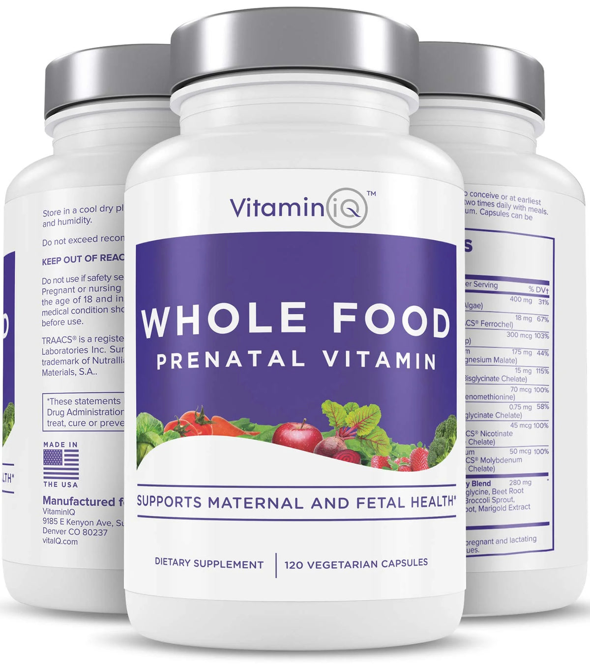 120 Capsules Prenatal Multivitamin with Choline, B Vitamins, Vegan R435