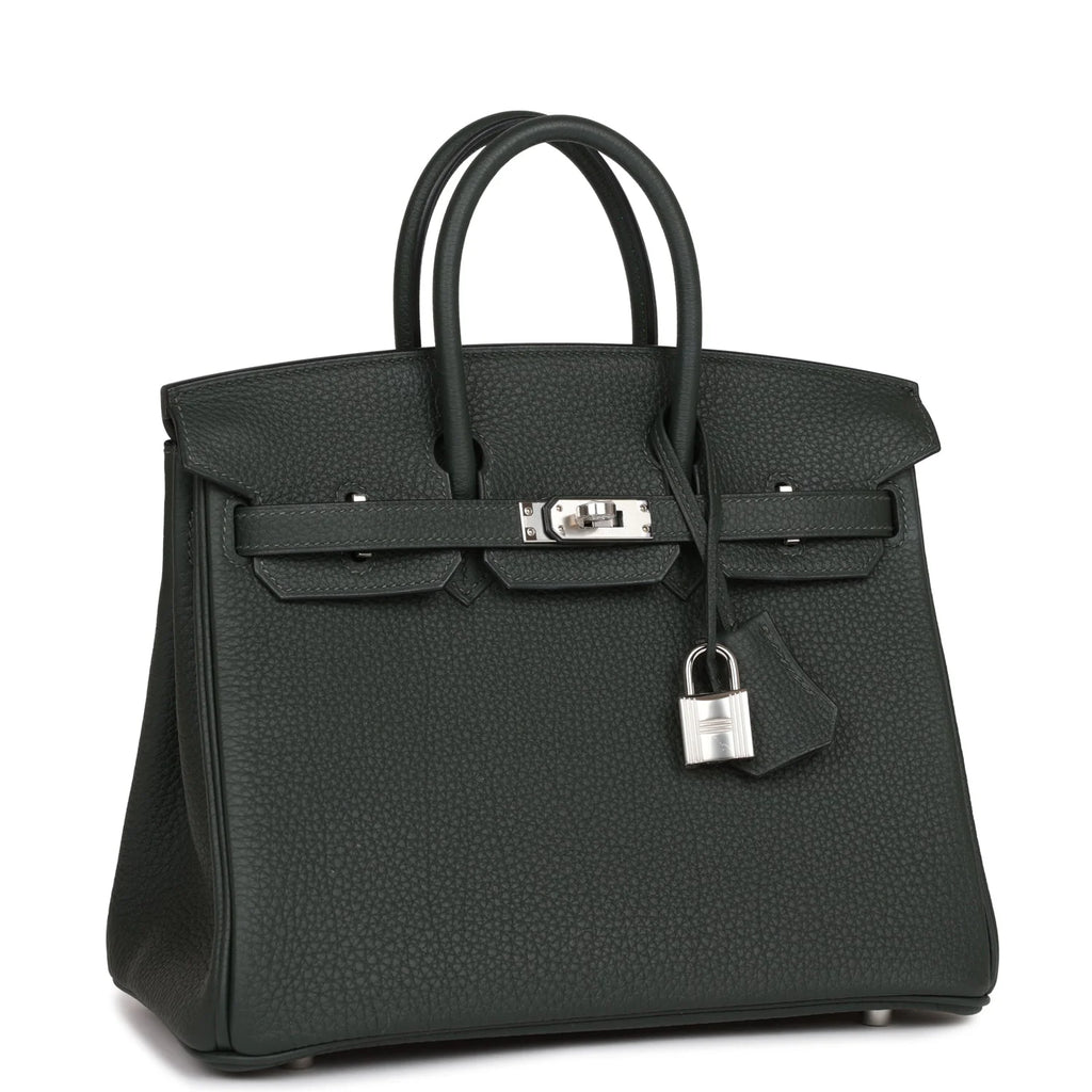 Birkin 25 Vert Fonce Togo Palladium Hardware M814
