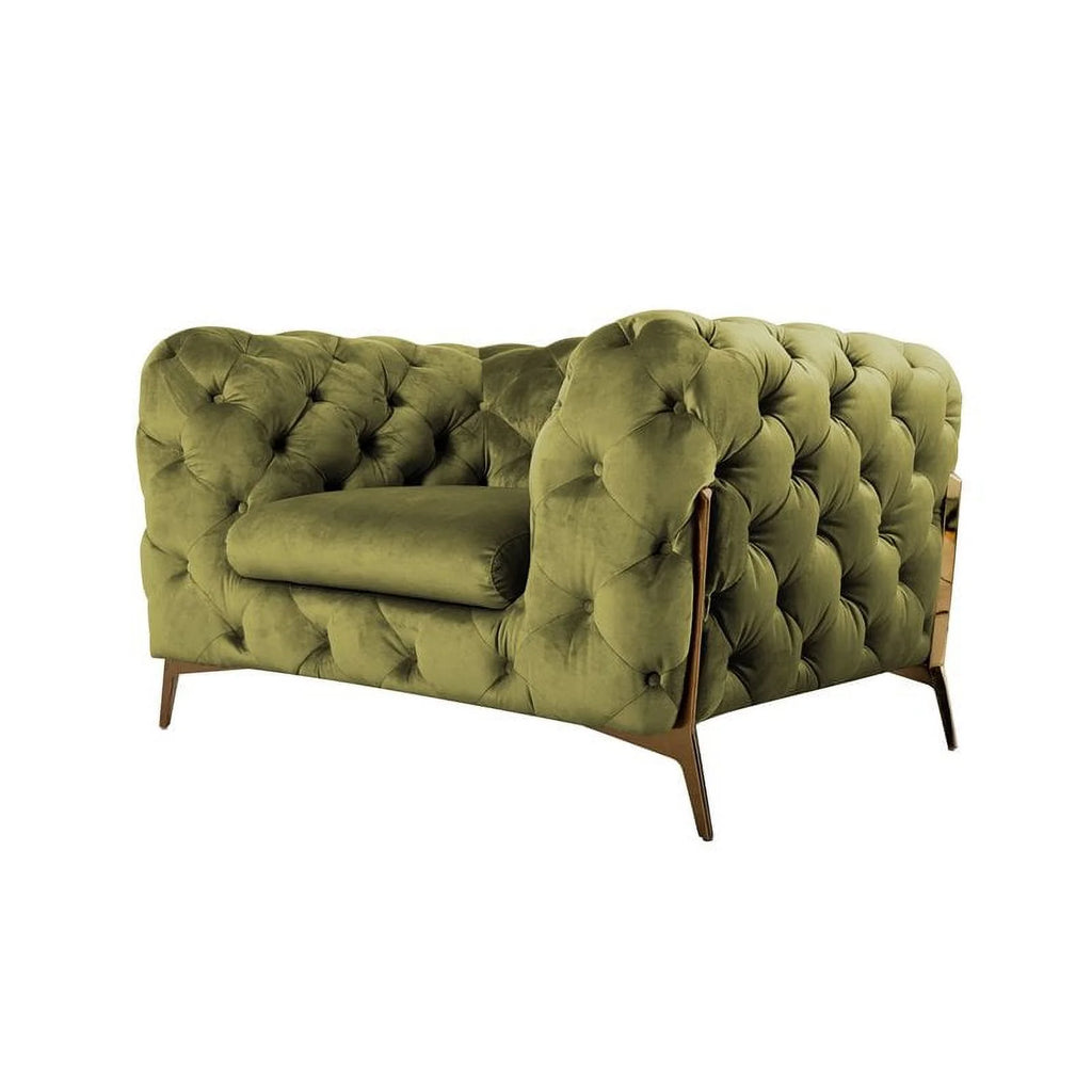 Green Fabric & Metal Accent Chair T745865