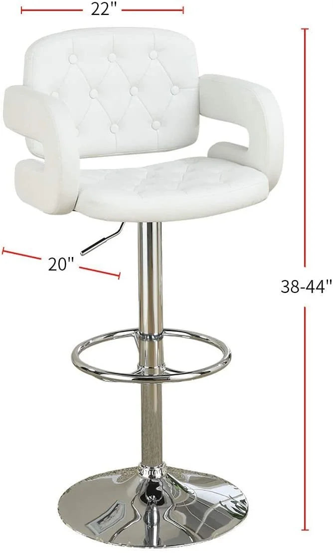 White Tufted Leather Swivel Barstool U771