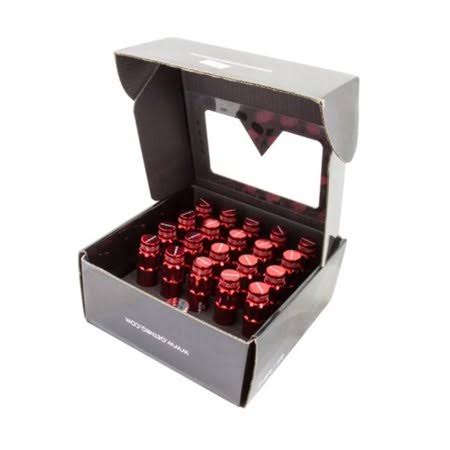 Red Steel Lug Nut Set with Dust Cap Cover W587
