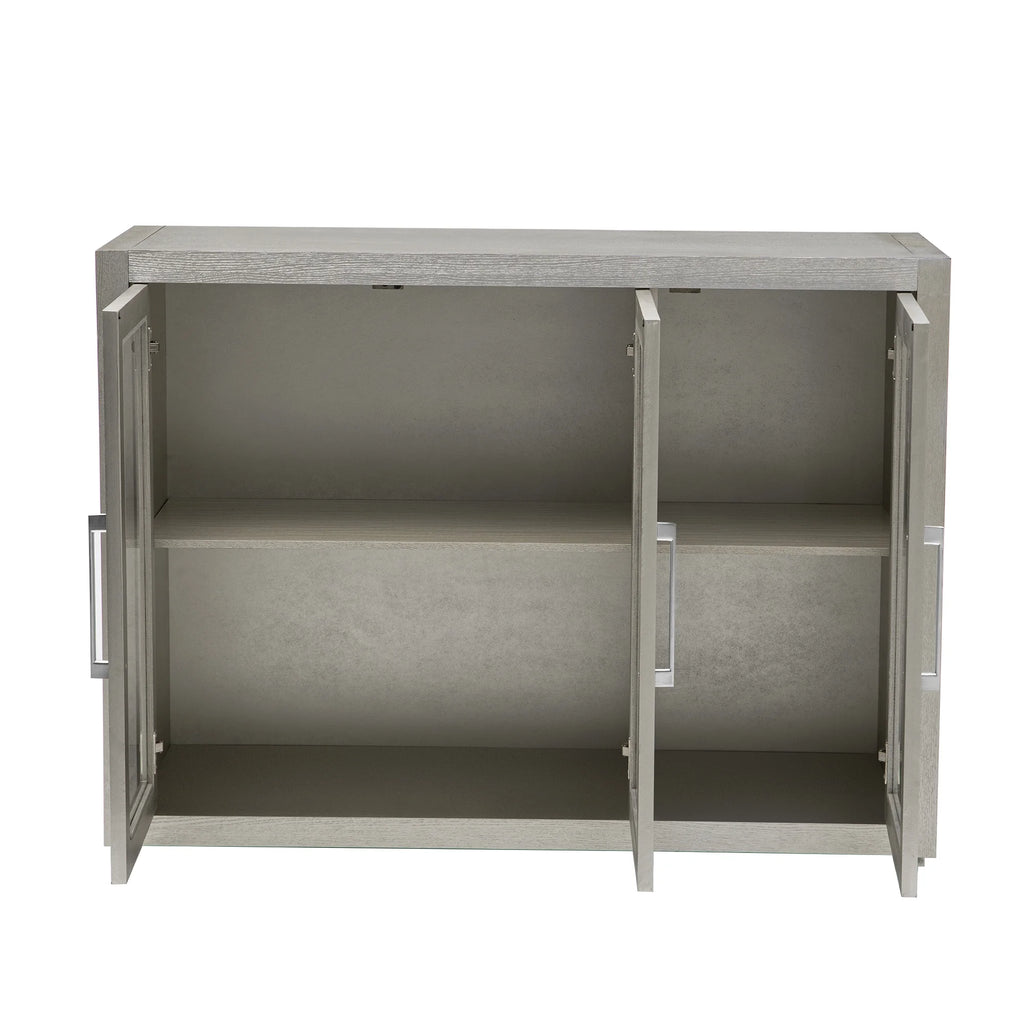 Wood Storage Cabinet with Three Tempered Glass Doors and Adjustable Shelf G81850