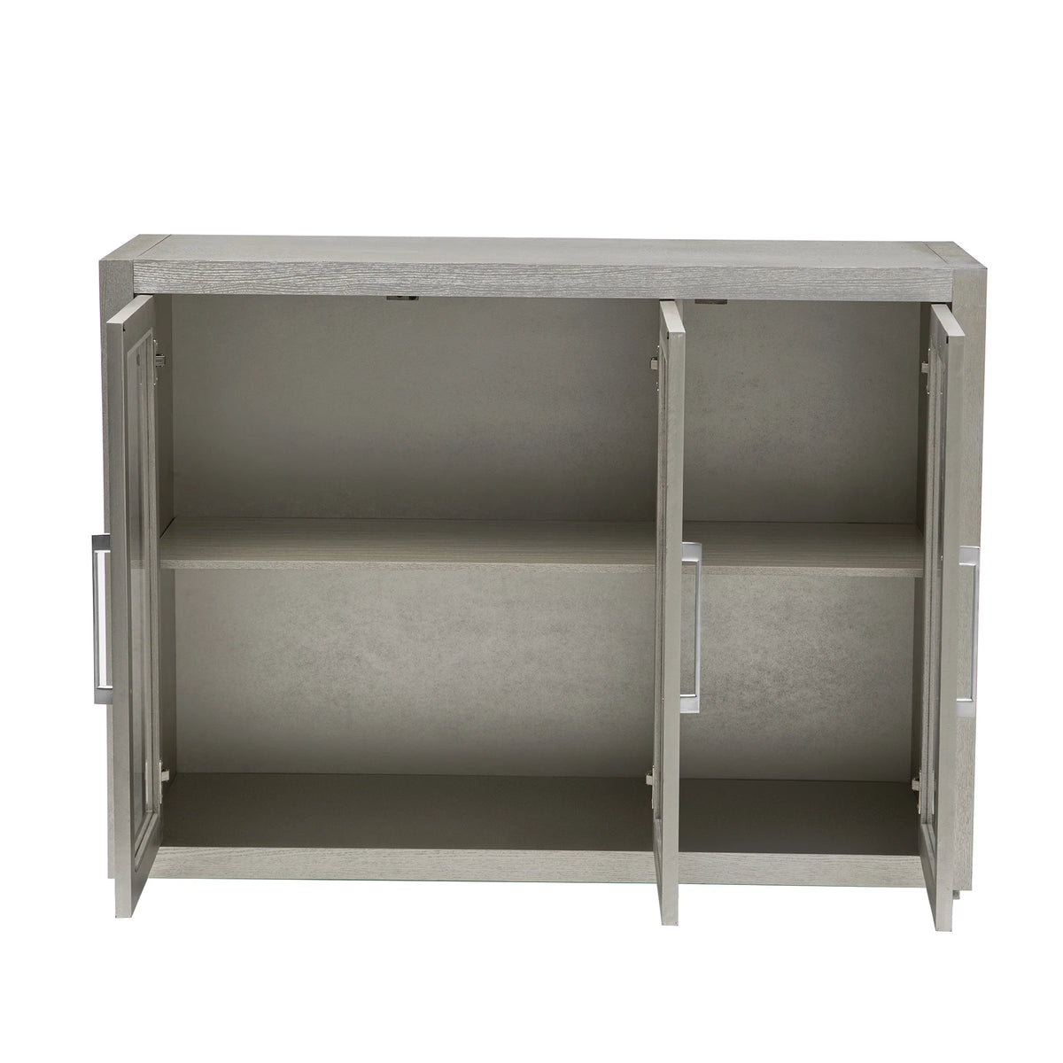 Wood Storage Cabinet with Three Tempered Glass Doors and Adjustable Shelf G81850