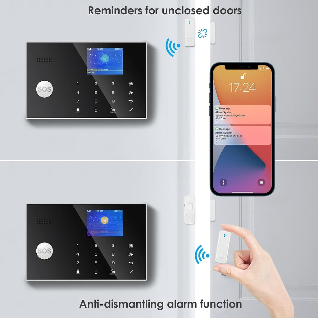 4G/3G GSM Wireless Burglar Alarm 10 Piece Kit with LED Screen Y36111