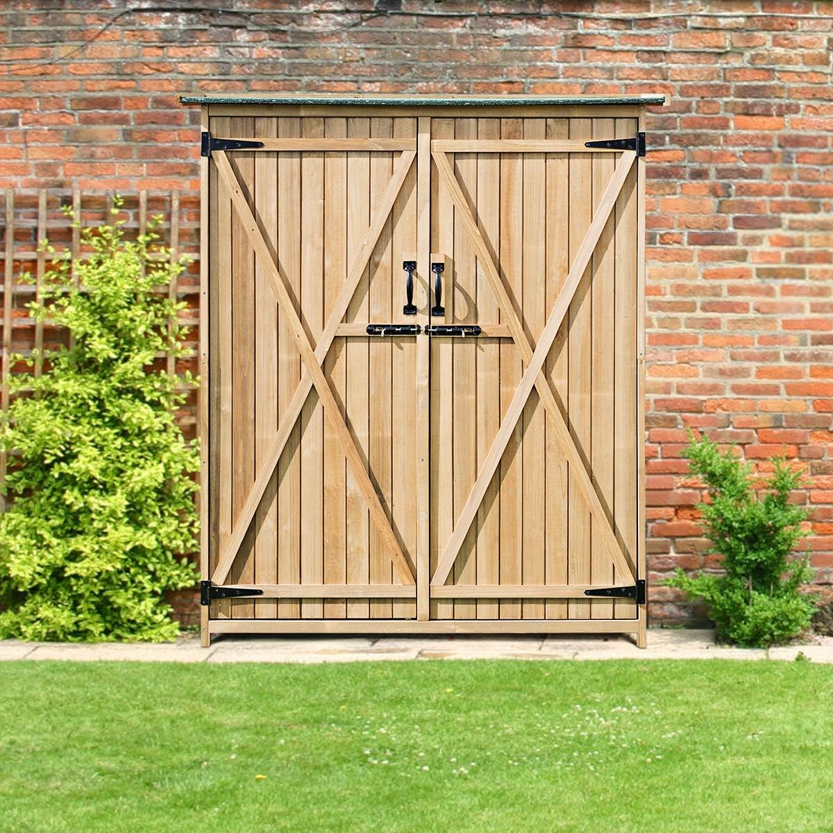 Outdoor Wooden Storage Cabinet with Double Lockable Doors L4374
