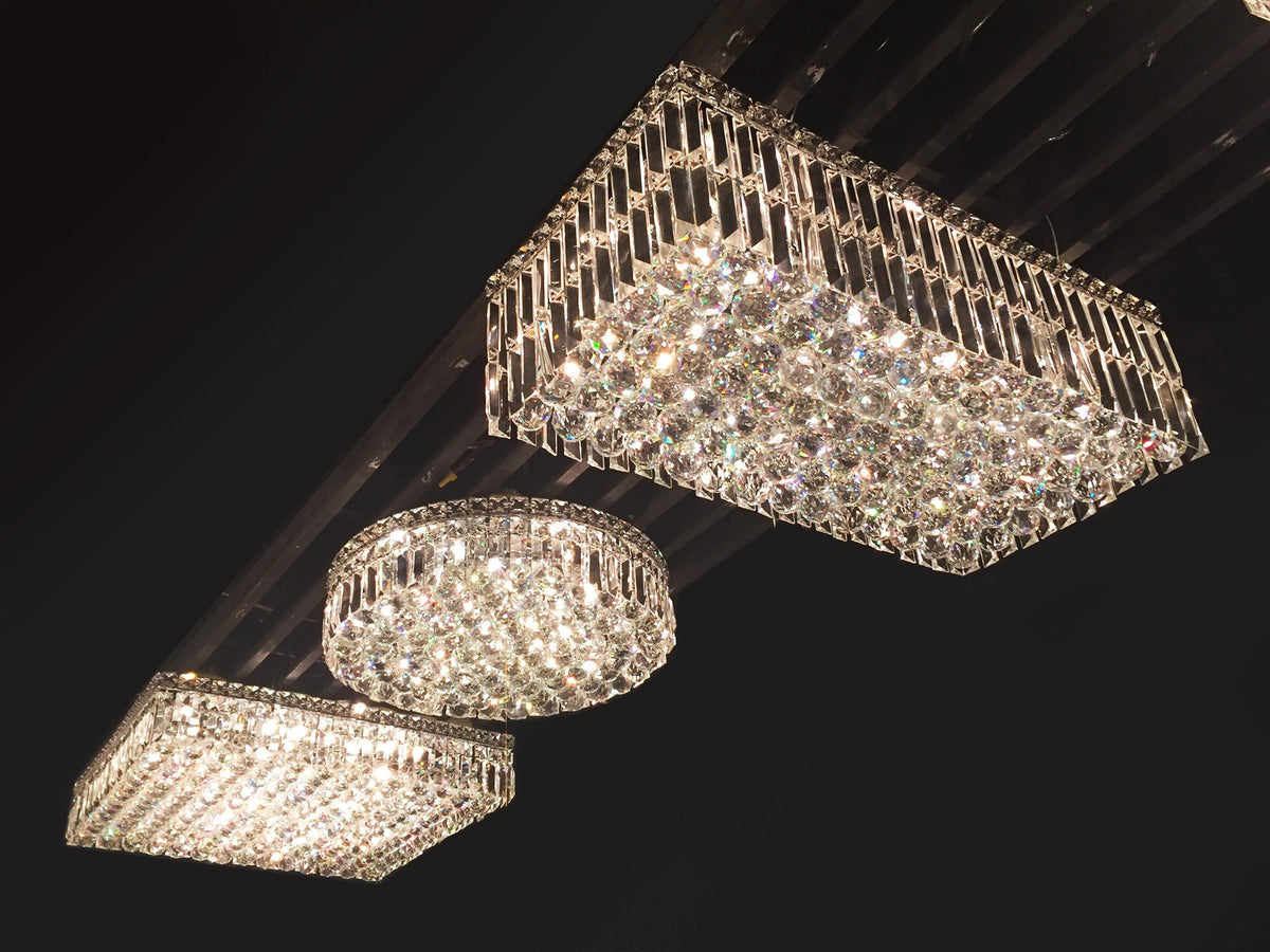 4 Light Chrome and Clear Crystal Flush Mount Ceiling Light E903096