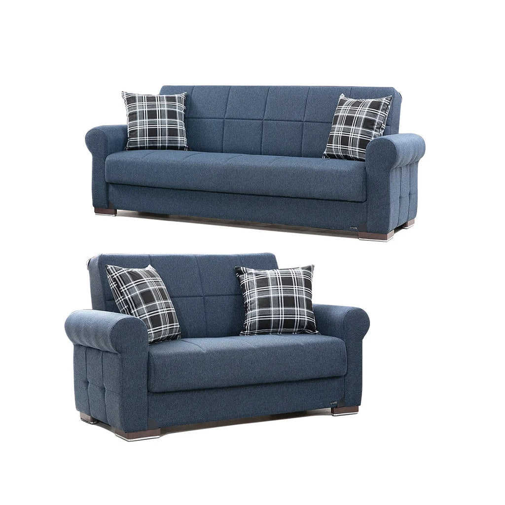 Navy Blue Fabric Loveseat E774759