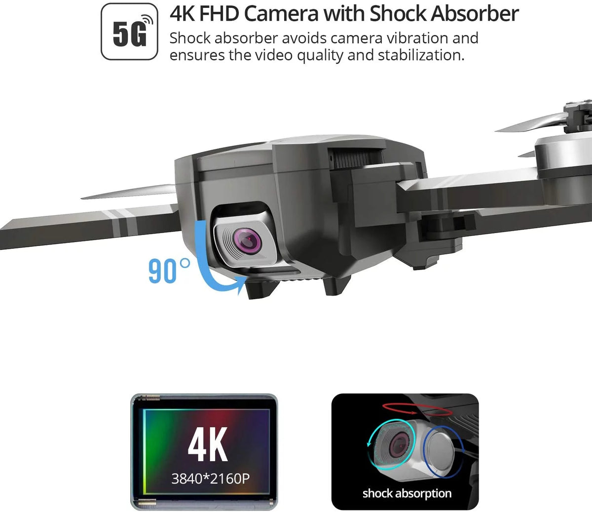 Foldable GPS 4K UHD Camera Drone with 2 Batteries Z7802