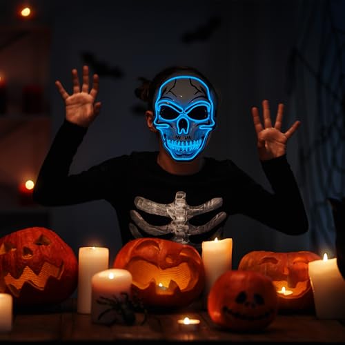 Halloween LED Skull Mask with Light Up Gloves I222