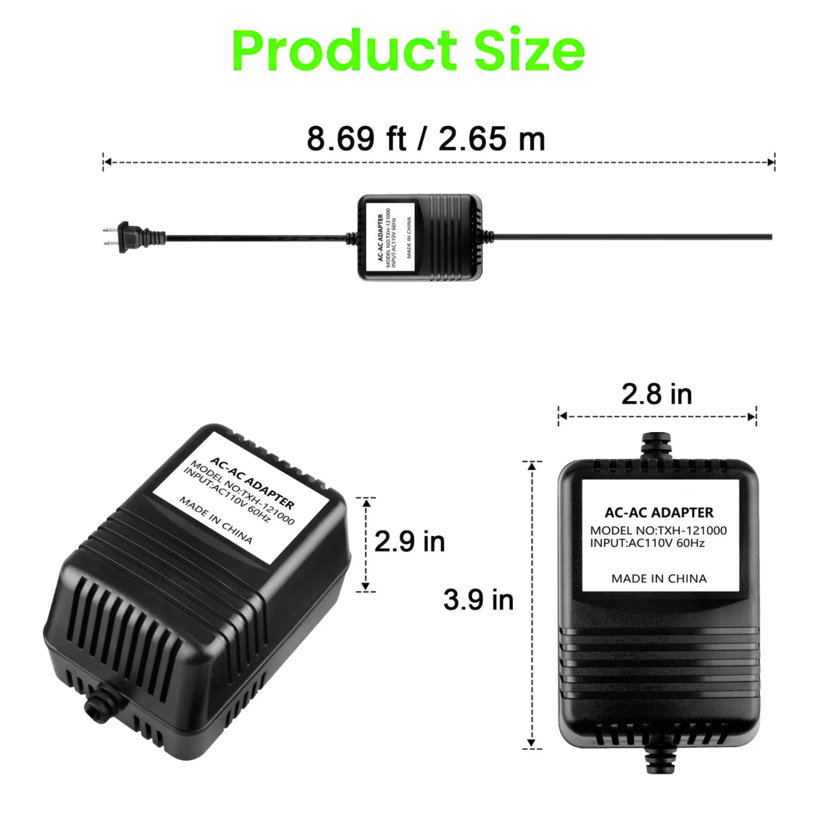 12V AC to AC Adapter Charger Power Supply Cord U849