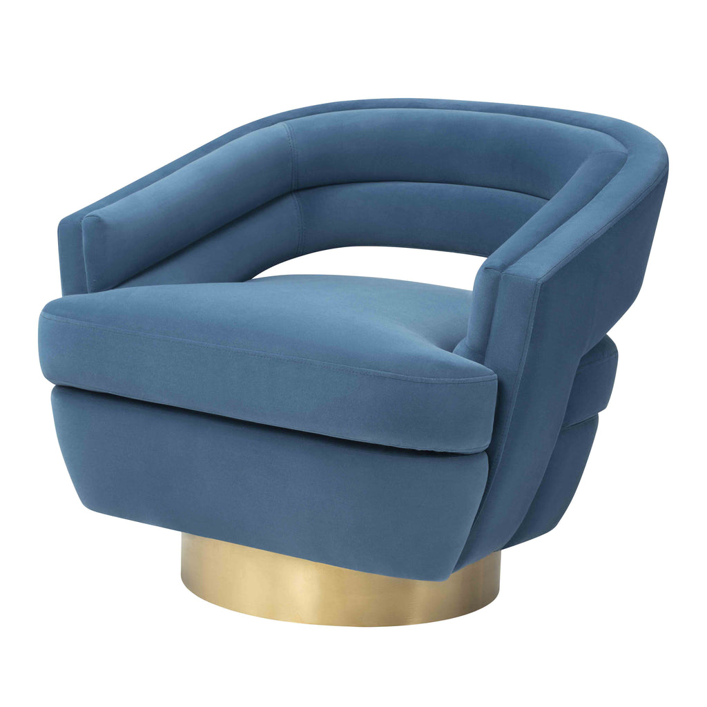 Velvet Upholstered Swivel Accent Chair with Gold Base I583