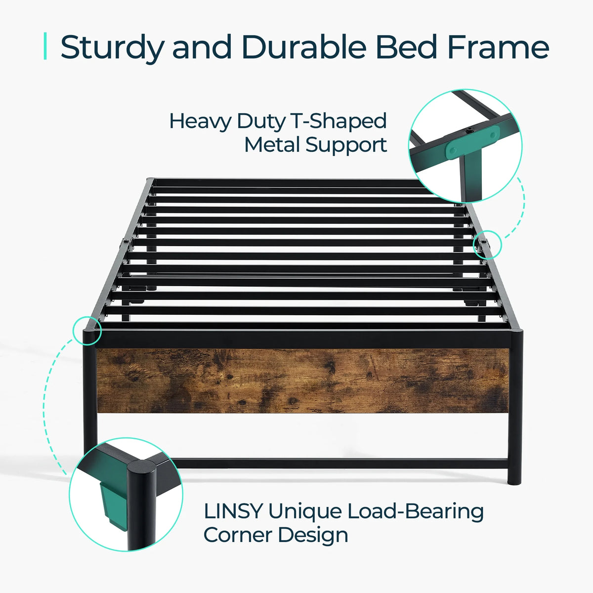 Twin Metal Platform Bed Frame with Storage Q40038