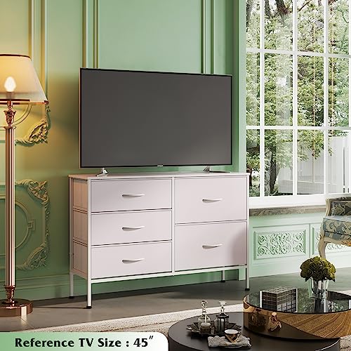 Charcoal Black 5 Drawer Fabric Dresser A984