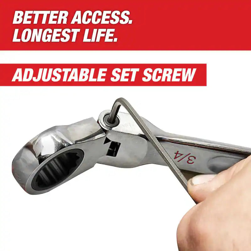 7-Piece Flex-Head Ratcheting Combination Wrench Set Metric F226