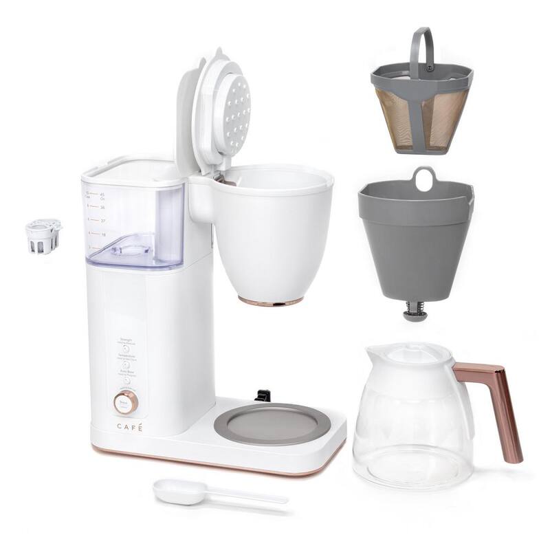 Matte White 10 Cup Drip Coffee Maker with Glass Carafe D104