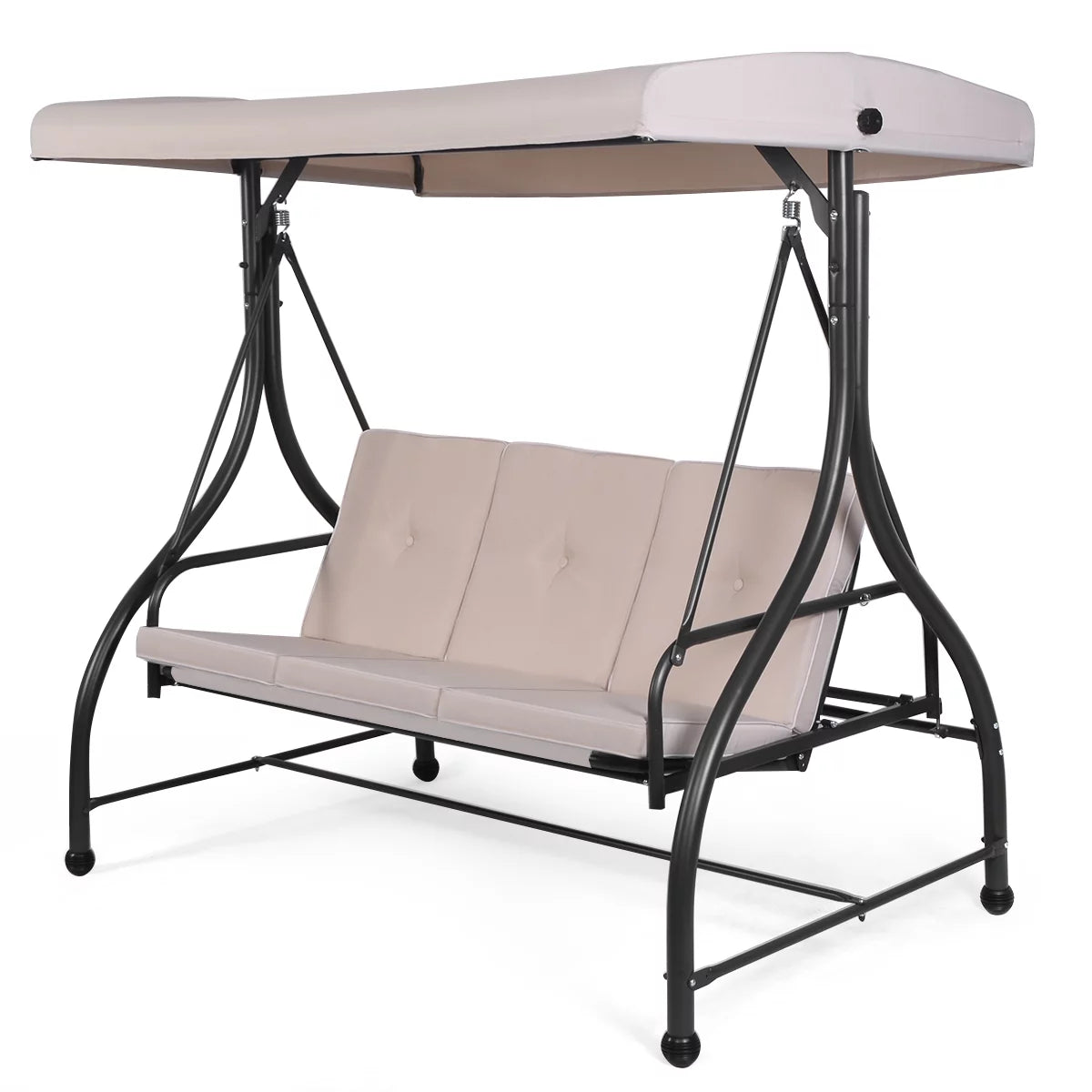 Converting Outdoor Swing Canopy Hammock 3 Seats Beige X129