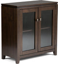 Farmhouse Brown 30 inch Wide Low Storage Cabinet with 2 Tempered Glass Doors R676