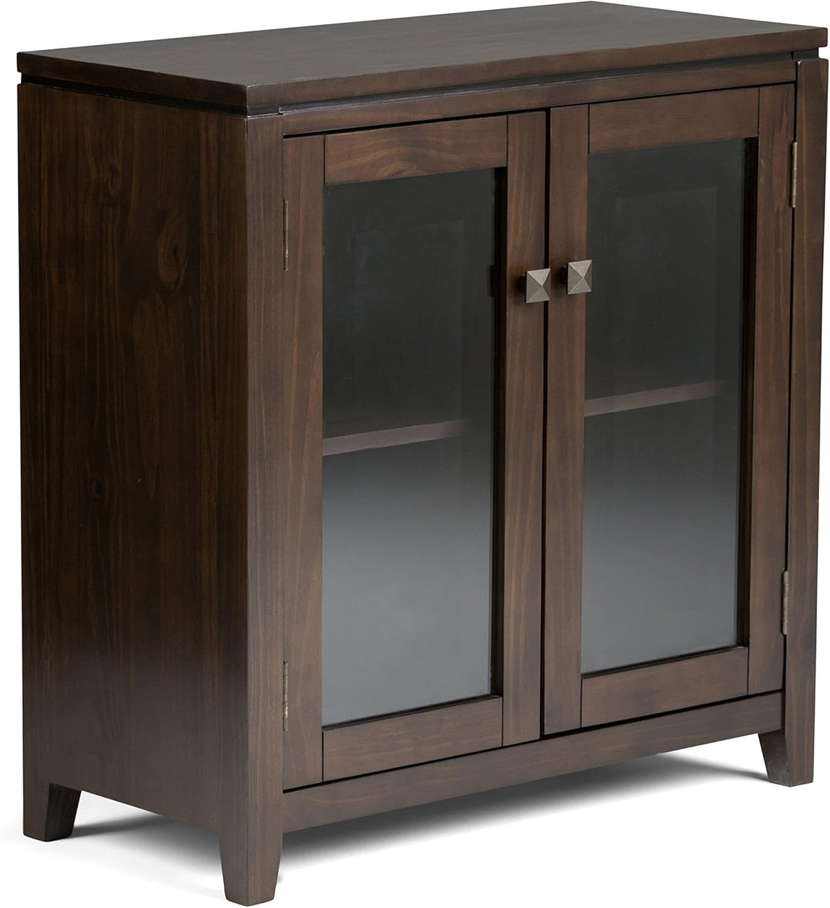 Farmhouse Brown 30 inch Wide Low Storage Cabinet with 2 Tempered Glass Doors R676