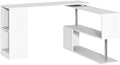 55" White L-Shaped Corner Computer Desk with Storage Shelves R910372