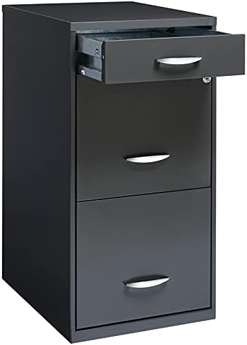 18 inch 3 Drawer Metal File Cabinet with Pencil Drawer Charcoal T7837