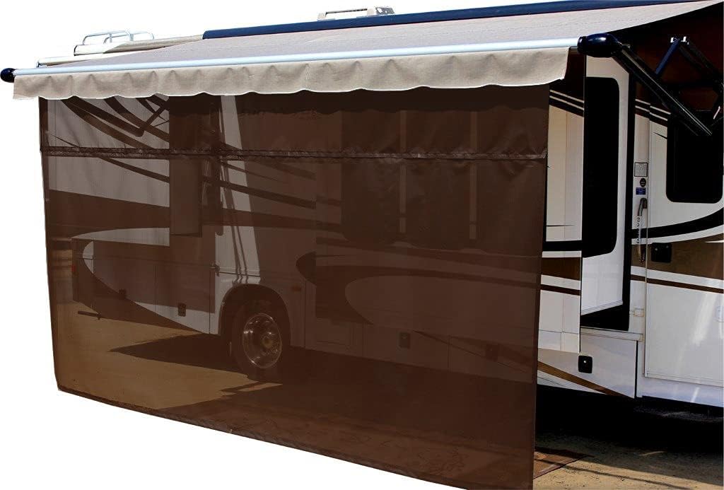Grey 10' x 9' Solar Mesh RV Awning Sun Shade Y27036