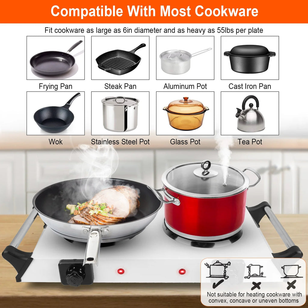 Portable Coil Heating Double/Single Burners Stove 2000W T817185