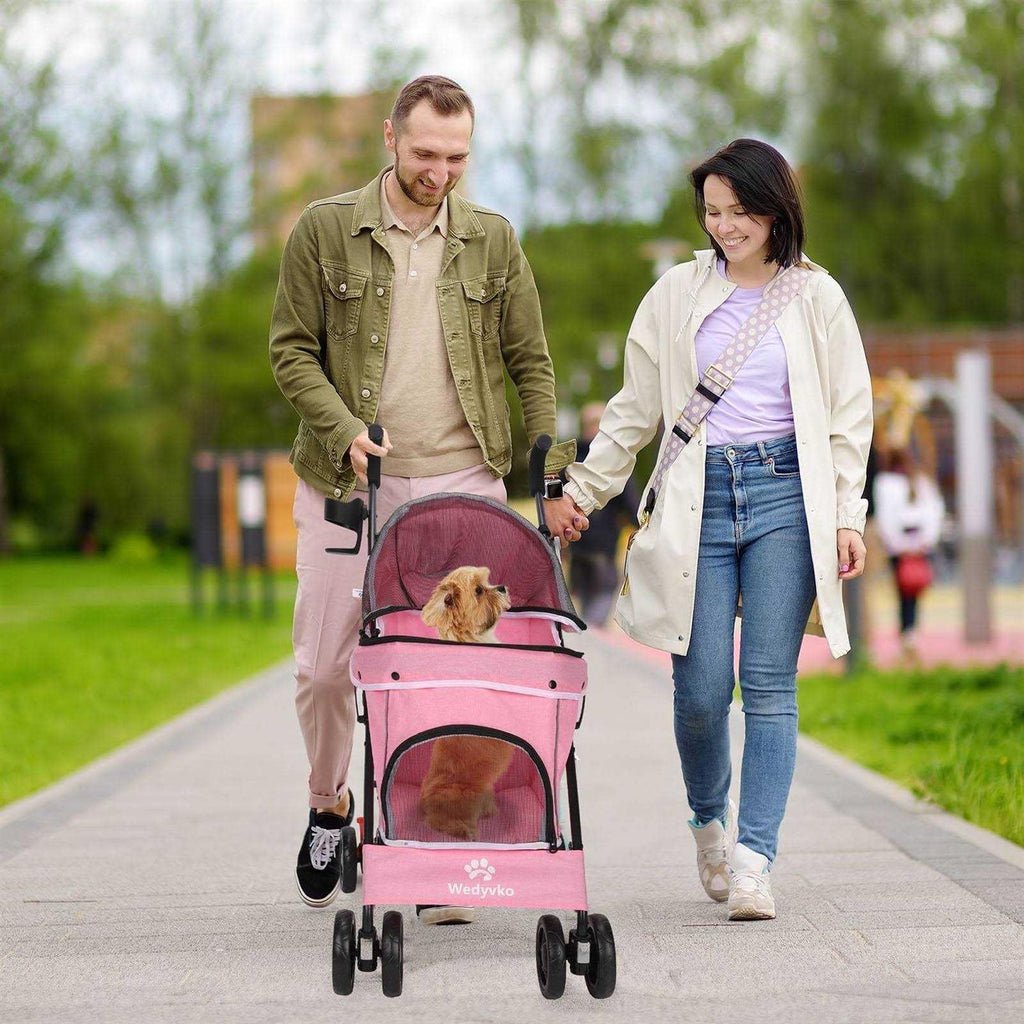 4 Wheels Foldable Pet Dog Stroller with Cup Holder U61843