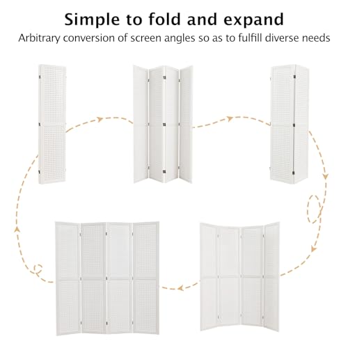 Freestanding Folding 4-Panel Pegboard Privacy Screen Q7732