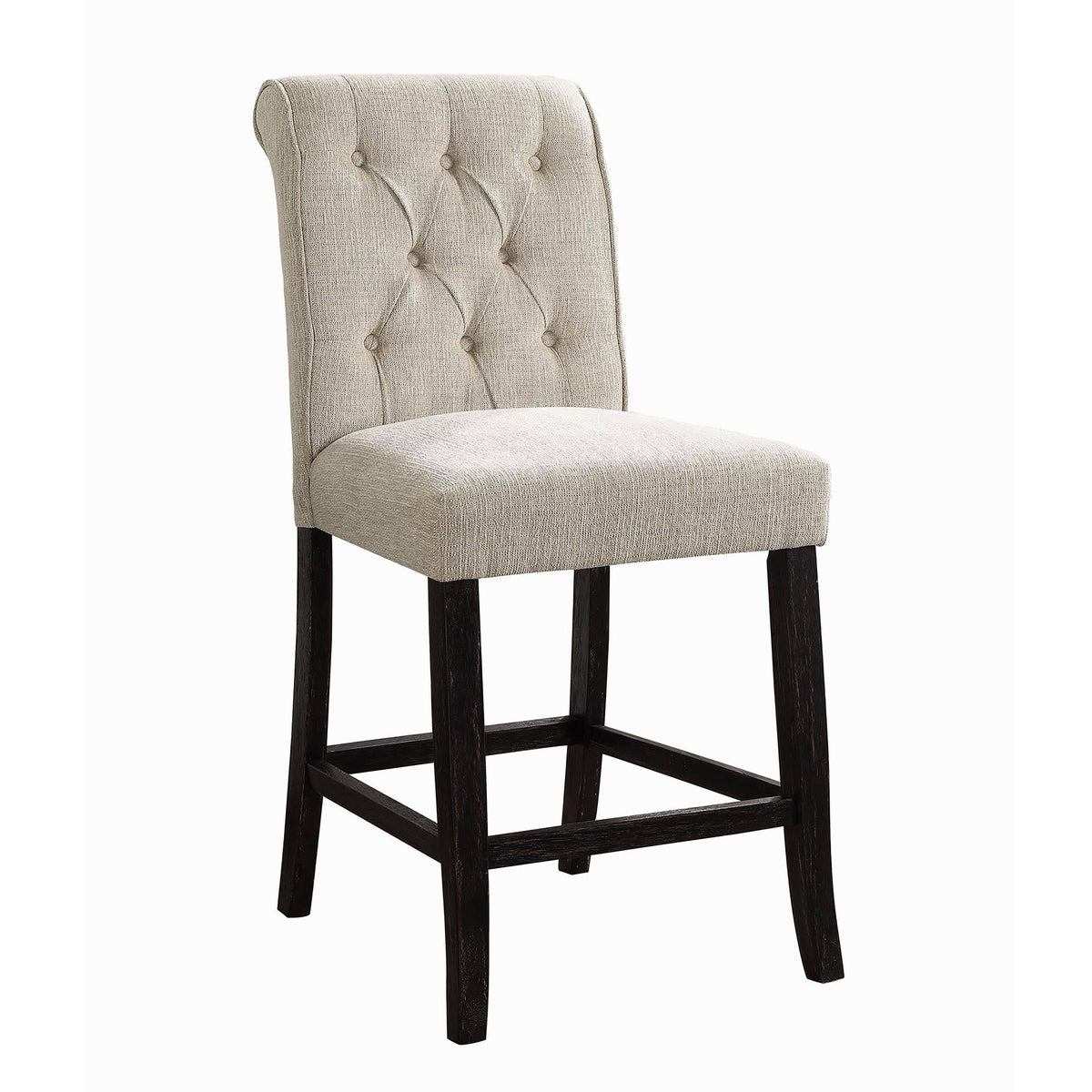 Beige Chenille Counter Height Chair Set of 2 E338