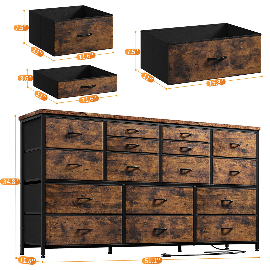 White 16 Drawer Dresser with Power Outlet I273823