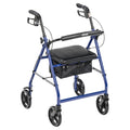 Blue Aluminum Rollator Rolling Walker with Padded Seat D392