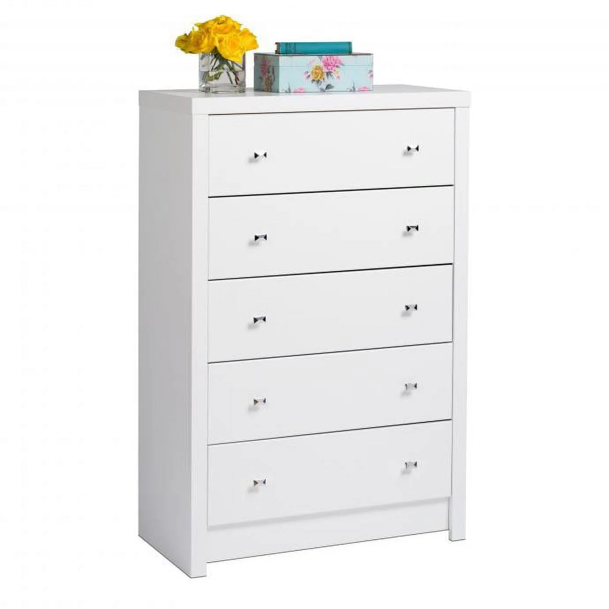 White 5 Drawer Wooden Dresser Chest J57971