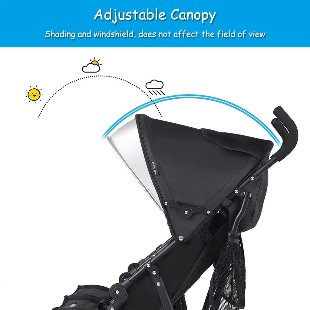 Foldable Twin Double Stroller Black Z2287