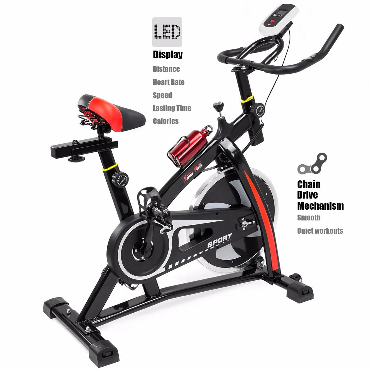 Blue Stationary Exercise Bike with Bottle Holder M1155