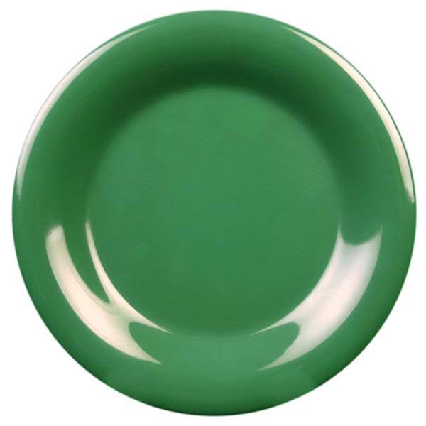 Green 10 1/2x22 Wide Rim Plate Melamine Pack of 6 E742746