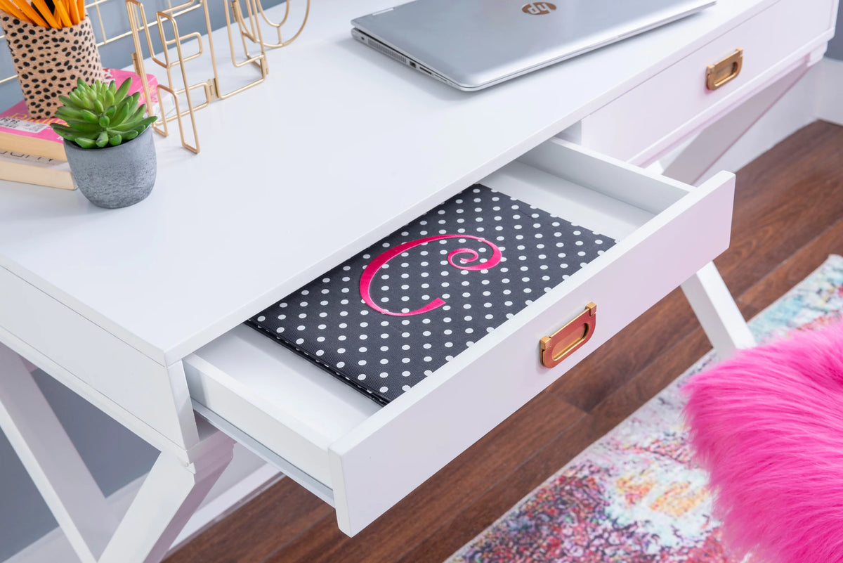 2-Drawer White Writing Desk P784210