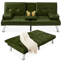 Blue Faux Leather Convertible Futon Sofa Bed S96313