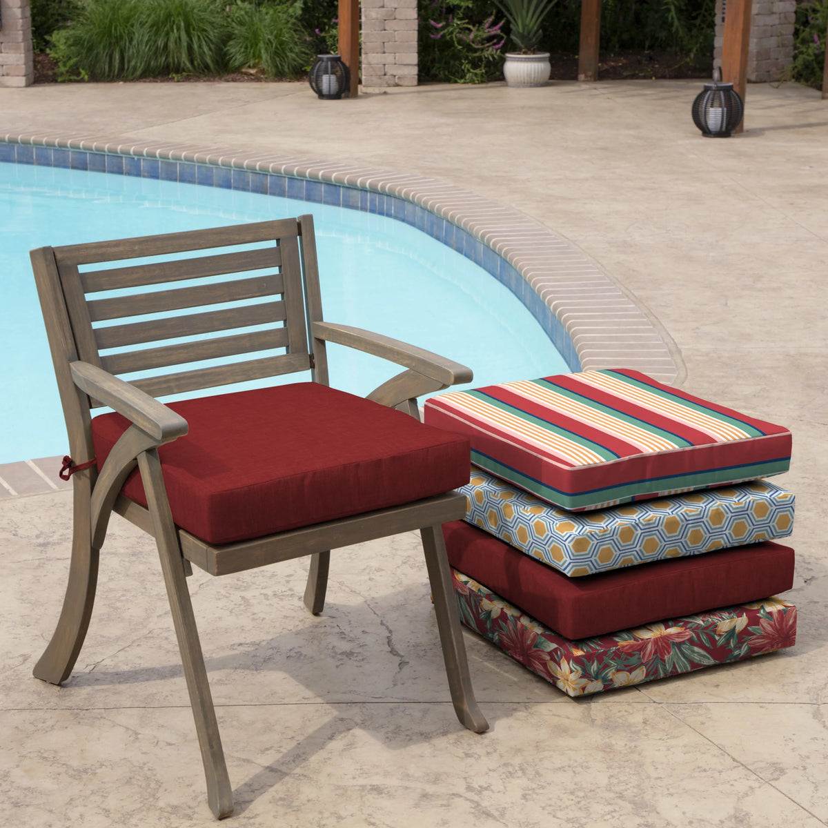 Ruby Red Outdoor Seat Cushion 21 x 21 S230