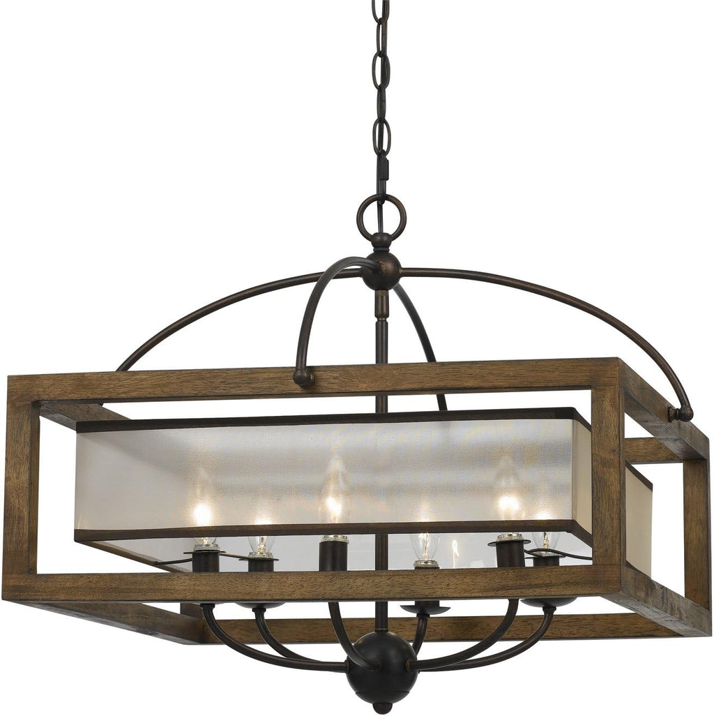 4 Light Wood Metal Chandelier W1988
