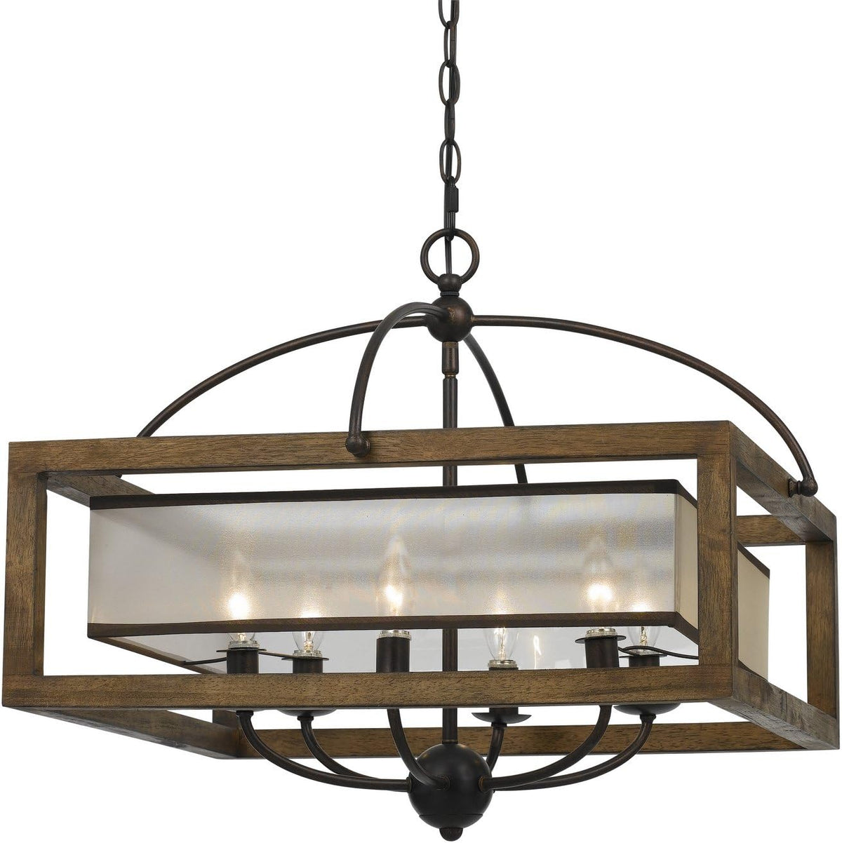 4 Light Wood Metal Chandelier W1988