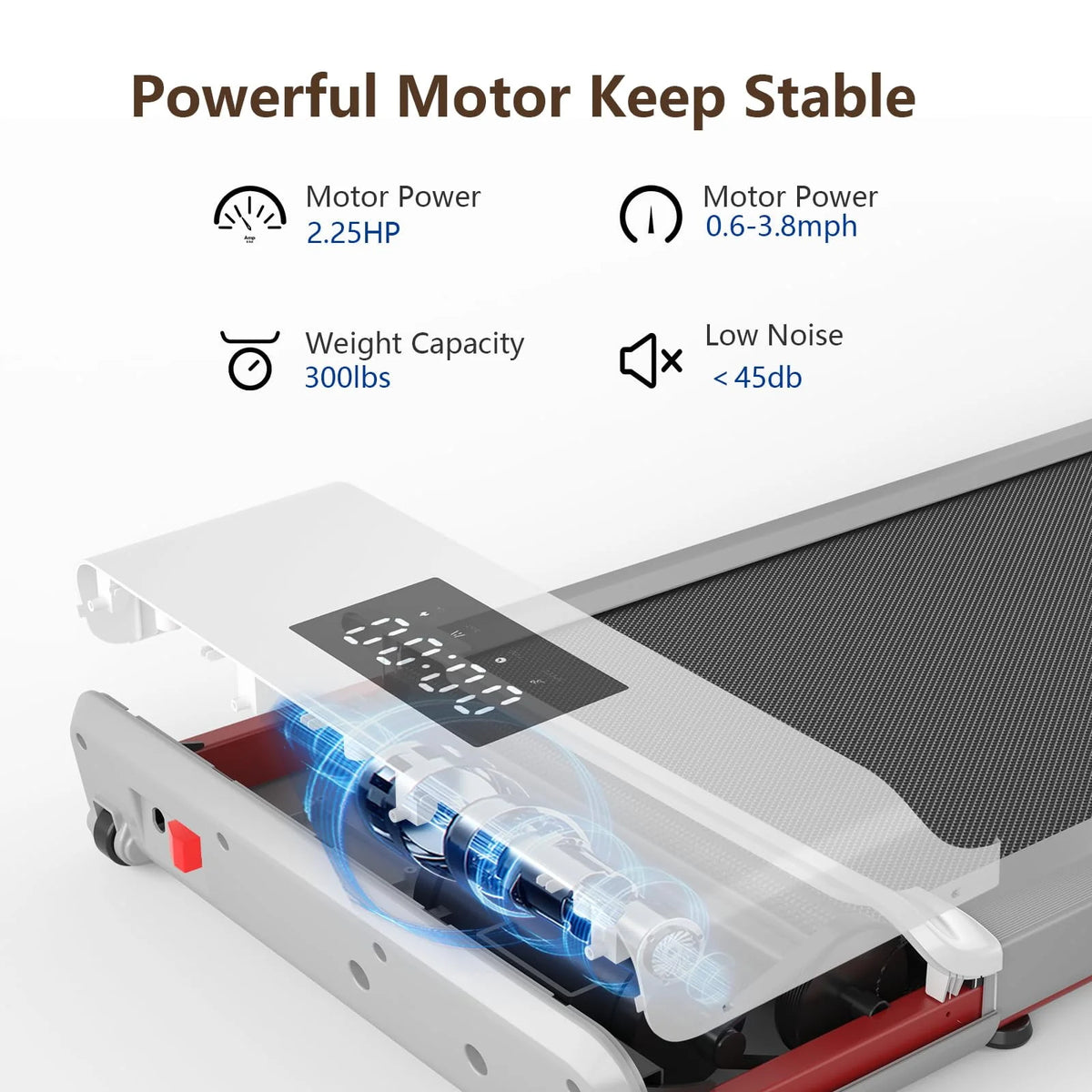 Walking Pad Treadmill 2 in 1 with Remote Control LED Display White I47876