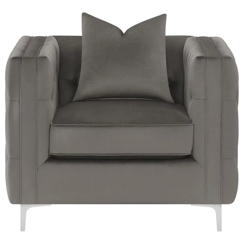 3-piece Velvet Tufted Tuxedo Arms Living Room Set P9635