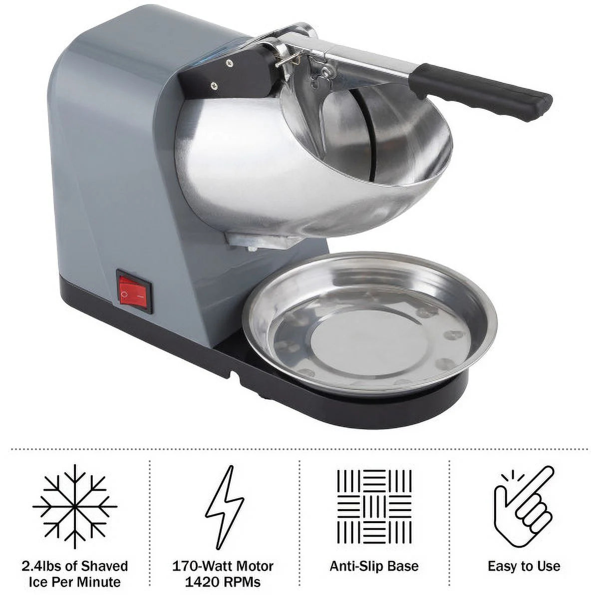 Snow Cone Machine Ice Shaver 170W Gray B48938