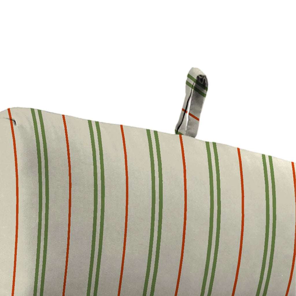 Grey Stripe Rectangular Outdoor Chaise Lounge Cushion with Ties G509657