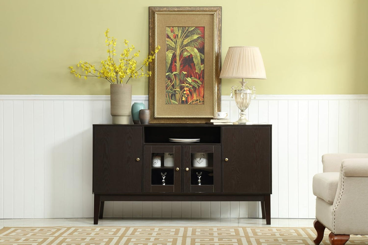 Modern Solid Wood Sideboard Buffet Table Storage Cabinet with 4 Doors O2880