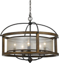 4 Light Wood Metal Chandelier W1988