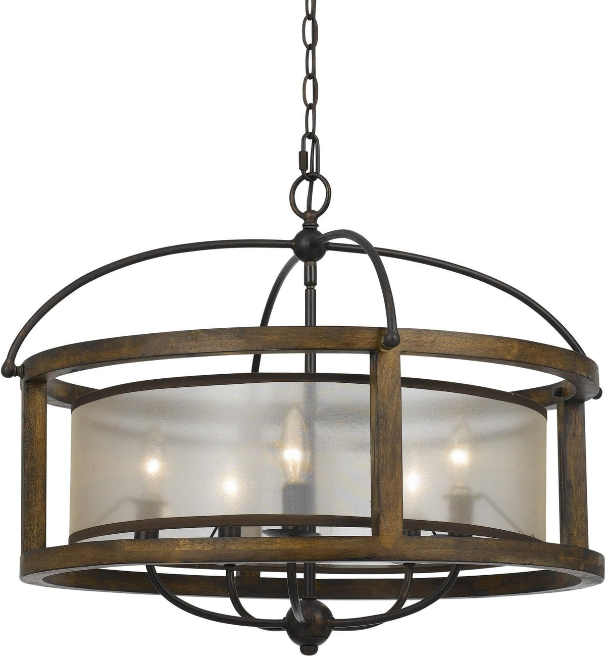 4 Light Wood Metal Chandelier W1988