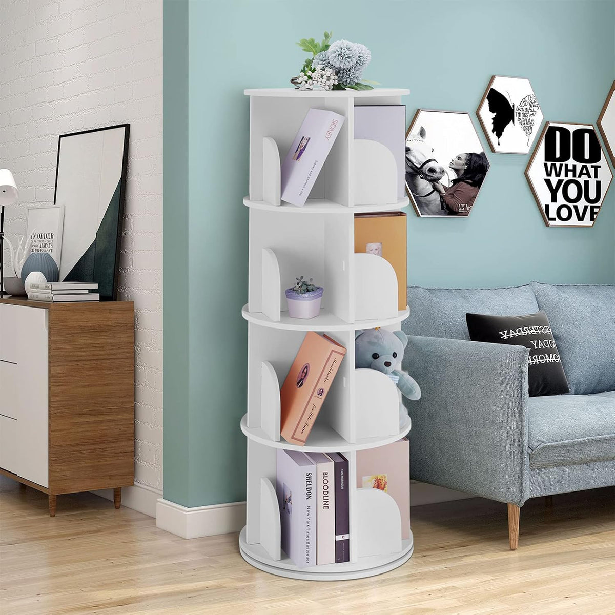 Rotating 360 Display Floor Standing Bookshelf Storage Rack C664660