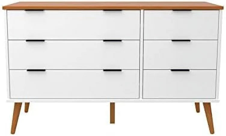 White 6 Drawer Solid Wood Double Dresser M661671